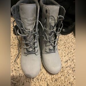 Gray timberland heel boots